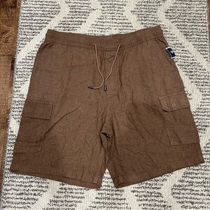 Kenneth Cole New York Linen Blend Cargo Shorts Brown XL